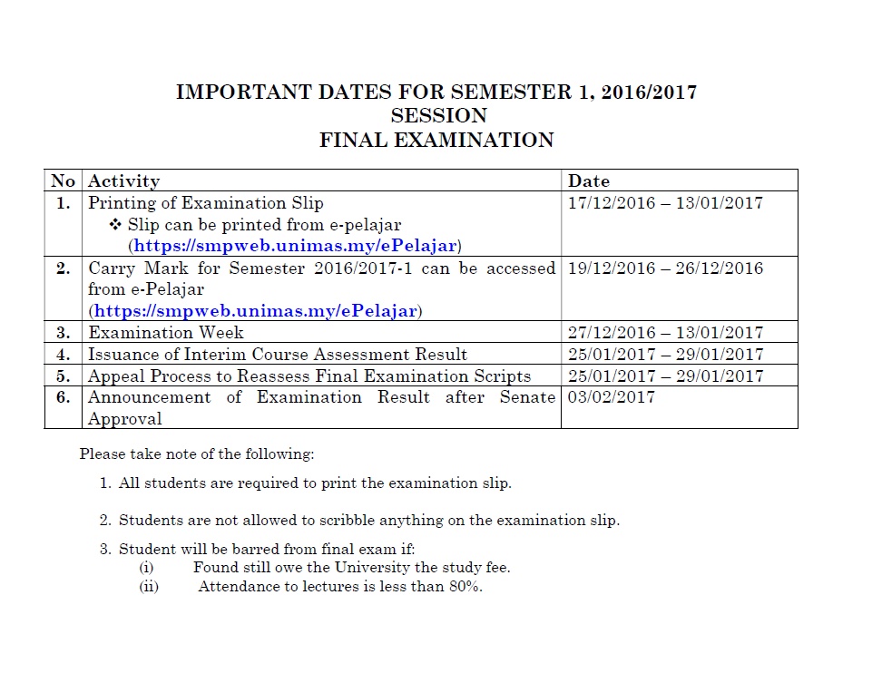 Important Dates for sem 1 20162017 final examination.jpg