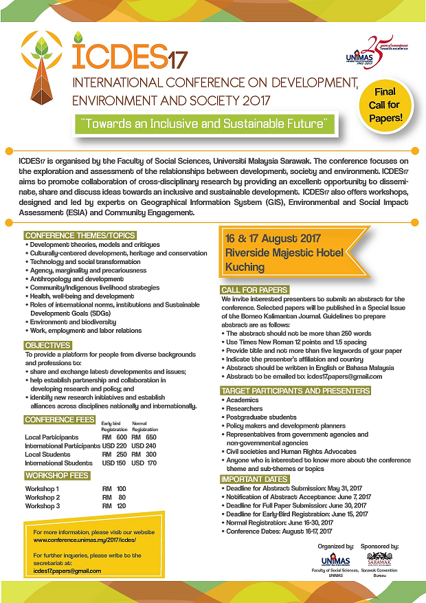 INTERNATIONAL CONFERENCE ON DEVELOPMENT, ENVIRONMENT AND SOCIETY 2017