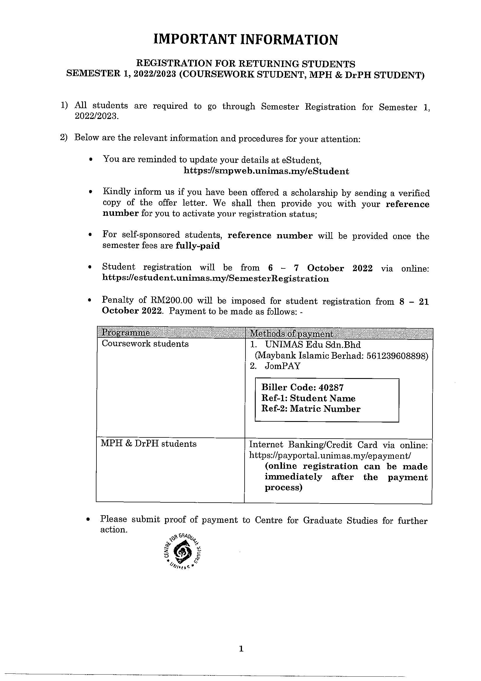 amendments notice of registration for returning student Sem 1 2022 2023 (CW MPH  DrPH).jpg