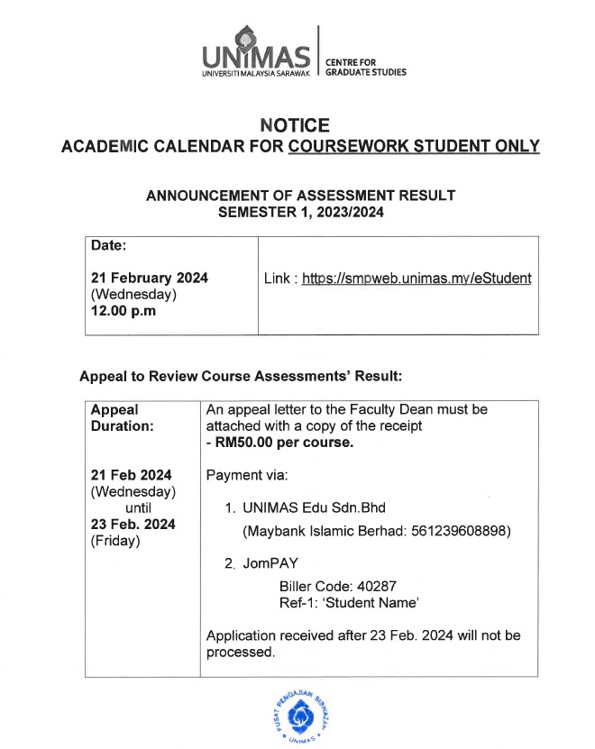 Announcement of Assessment Result Semester 1, 20232024 Session(Academic Calendar).jpg